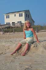 Click for larger image of Sarah and beachhouse in Kitty Hawk, NC.
